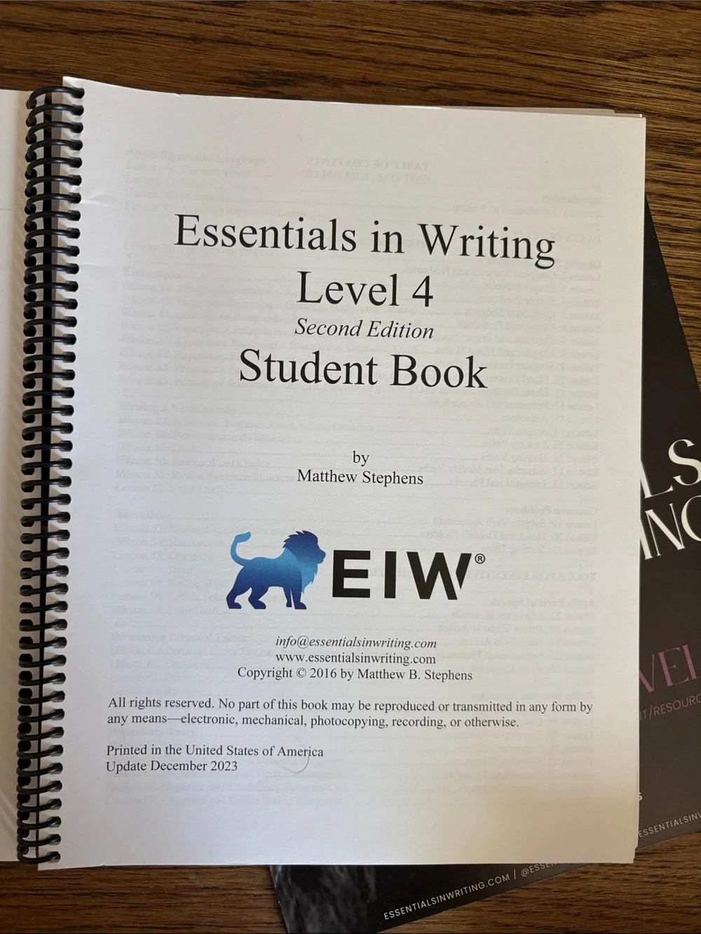 NEW EIW Essentials in Writing Level 4 Workbook + Assessment Resource Homeschool